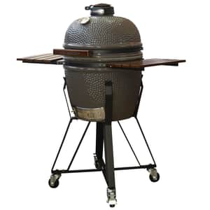 Kamado Ahumador Cerámica 22" Parrilla Acero 304 Pirómetro + Carro Ruedas + Mesas KML22-8 - Lusqtoff