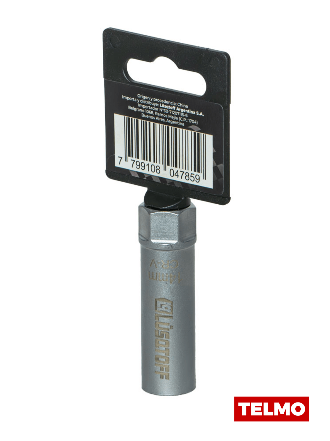 Llave Tubo Saca Bujías Estriada 14mm Encastre 3/8" Pared Delgada 90mm L1043 - Lusqtoff, foto real