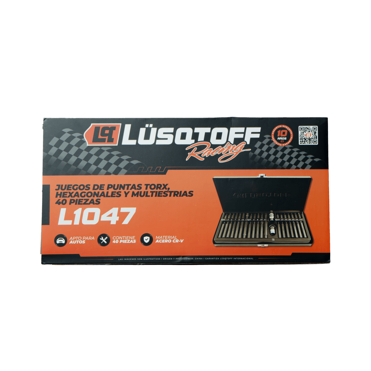 Juego Puntas Torx Hexagonales Multiestrías Encastre 3/8" 1/2" + Estuche Metal 40 Piezas L1047 - Lusqtoff