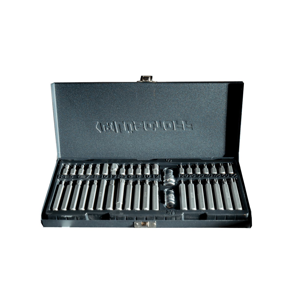 Juego Puntas Torx Hexagonales Multiestrías Encastre 3/8" 1/2" + Estuche Metal 40 Piezas L1047 - Lusqtoff