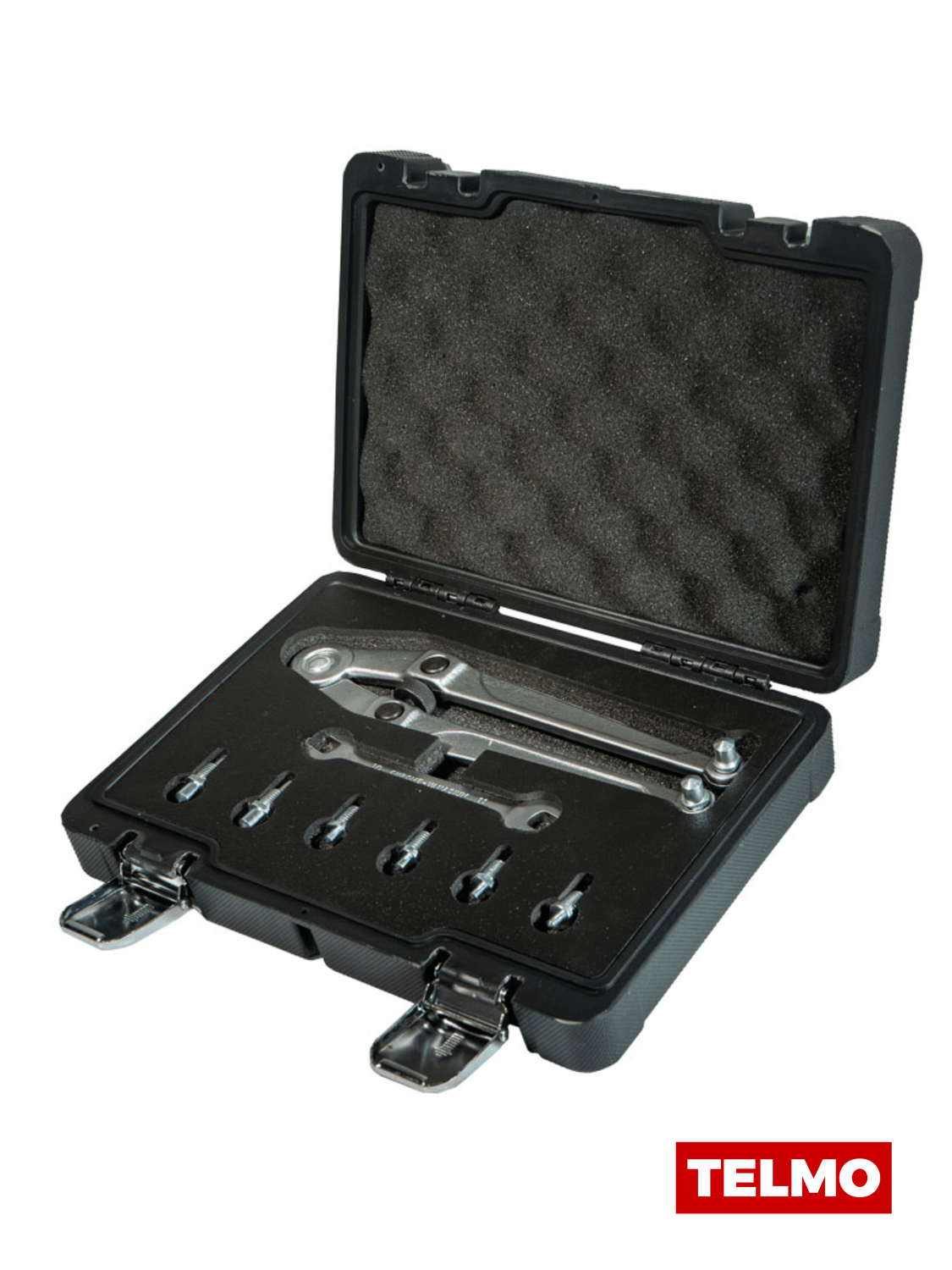 Llave Tuercas Agujeros Ajustable Tipo Compás + Llave Fija + 8 Pasadores L1053 - Lusqtoff, foto real