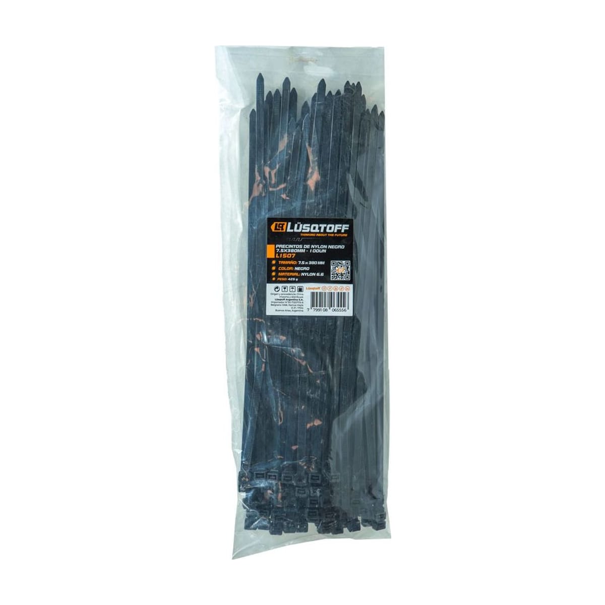 Precintos de Nylon Negro 7,5x380mm L1507 - Lusqtoff