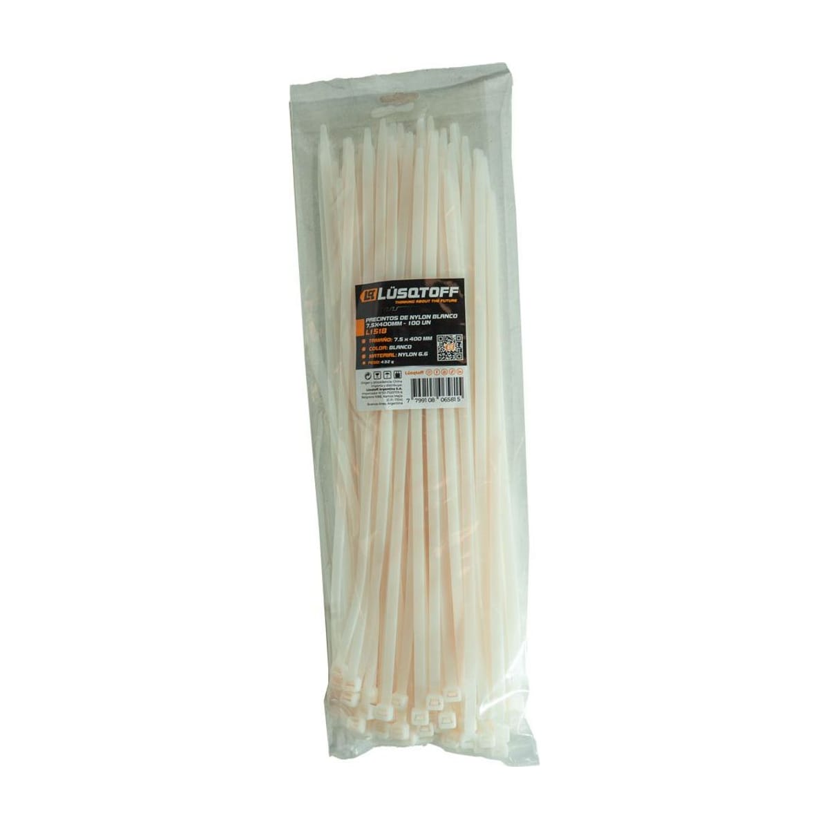 Precintos de Nylon Blanco 7,5x400mm L1518 - Lusqtoff