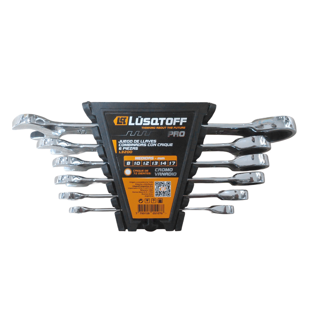 Juego de Llaves Combinadas con Crique 6 Piezas L3200 - Lusqtoff