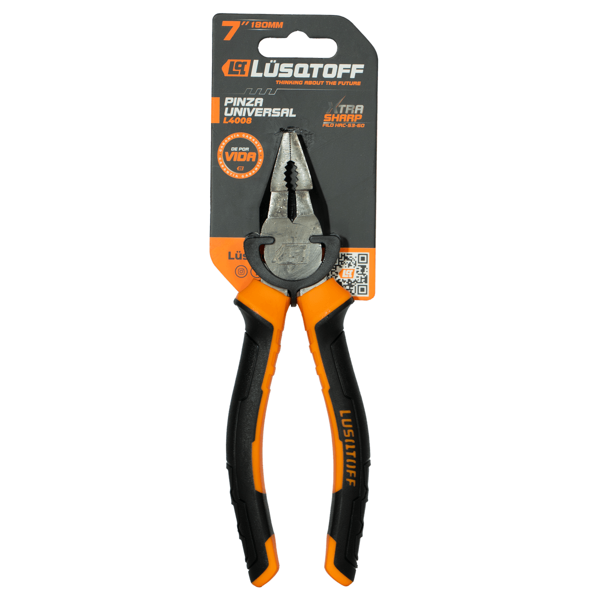 Pinza Universal 7" 180mm Corte 1,8mm Mango Confort Grip L4008 - Lusqtoff