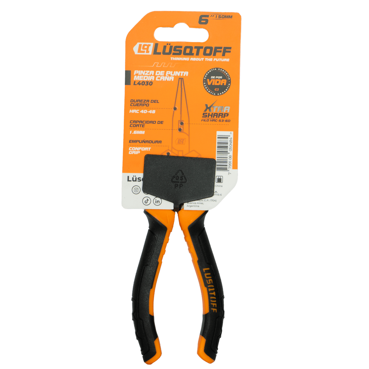 Pinza De Punta Media Caña 6" (150mm) L4030 - Lüsqtoff