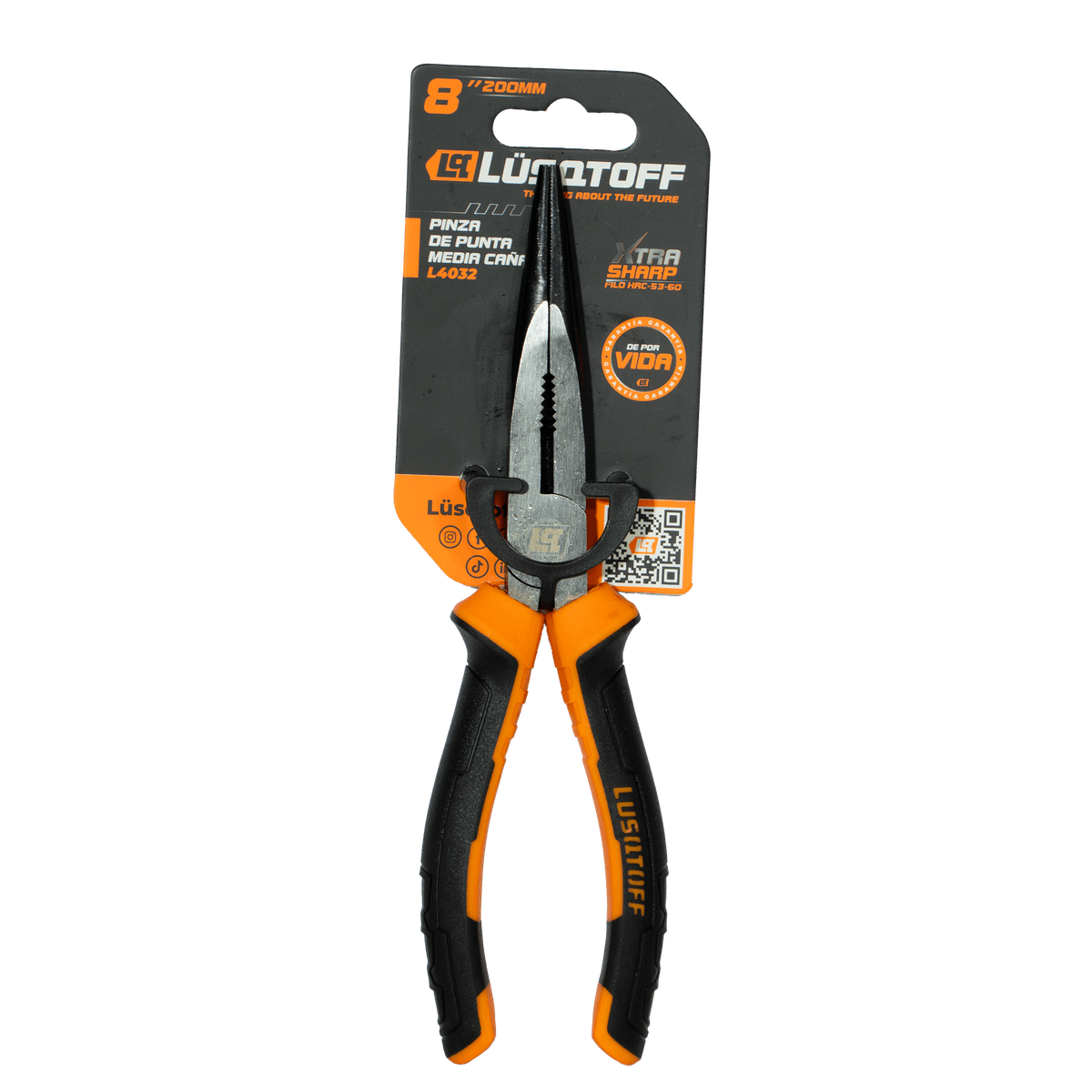 Pinza De Punta Media Caña 8" (200mm) L4032 - Lüsqtoff