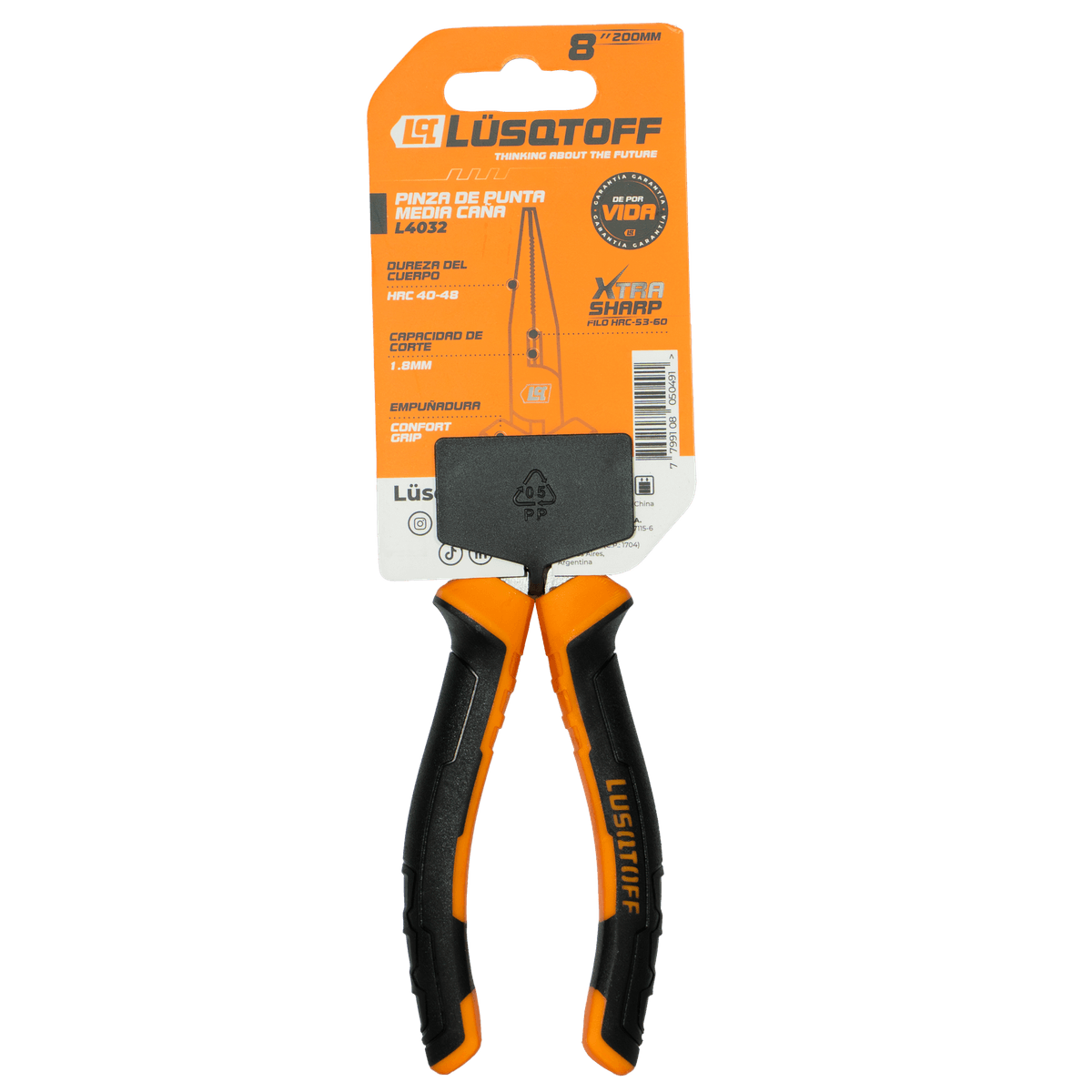 Pinza De Punta Media Caña 8" (200mm) L4032 - Lüsqtoff