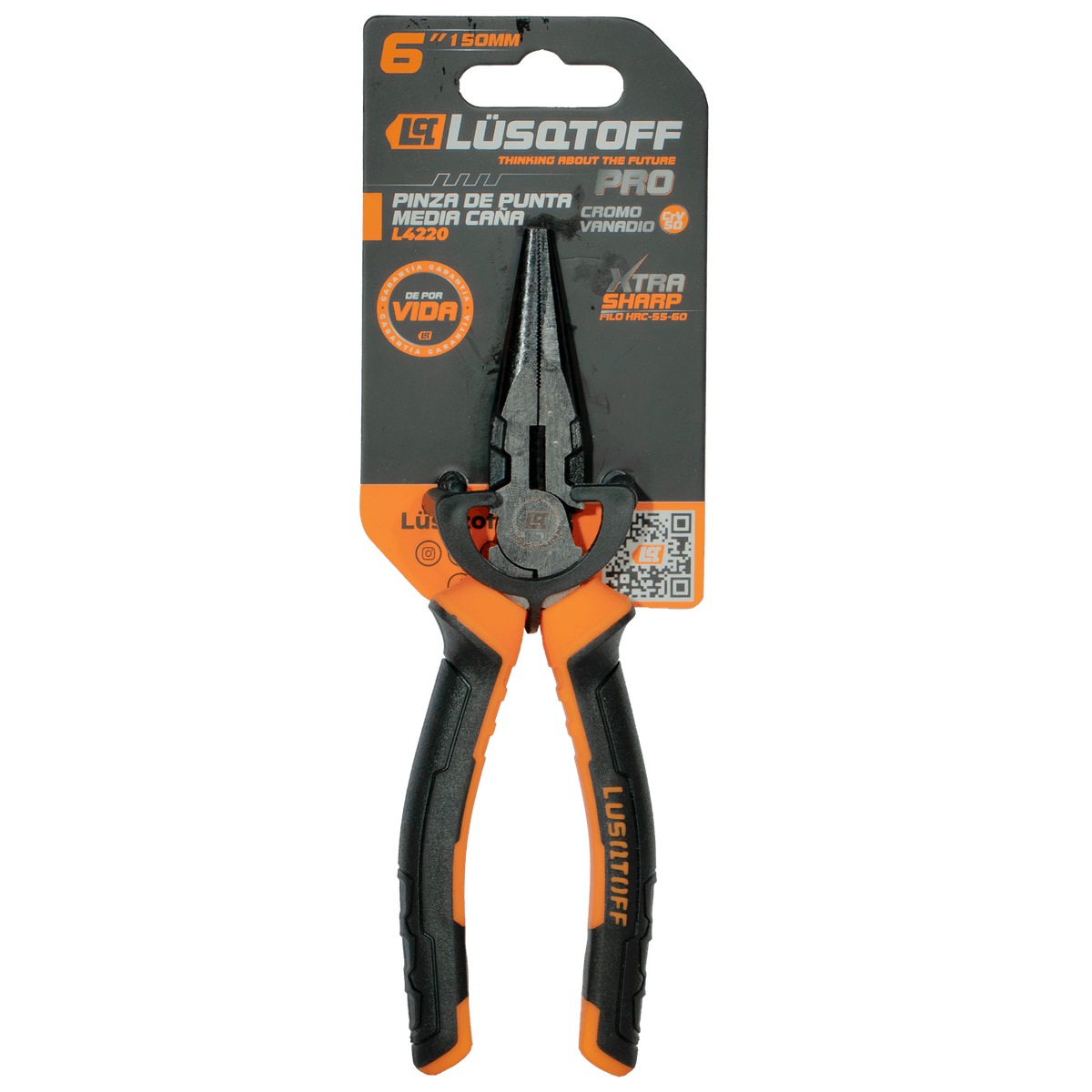 Pinza Punta Media Caña PRO 6" 150mm L4220 - Lusqtoff