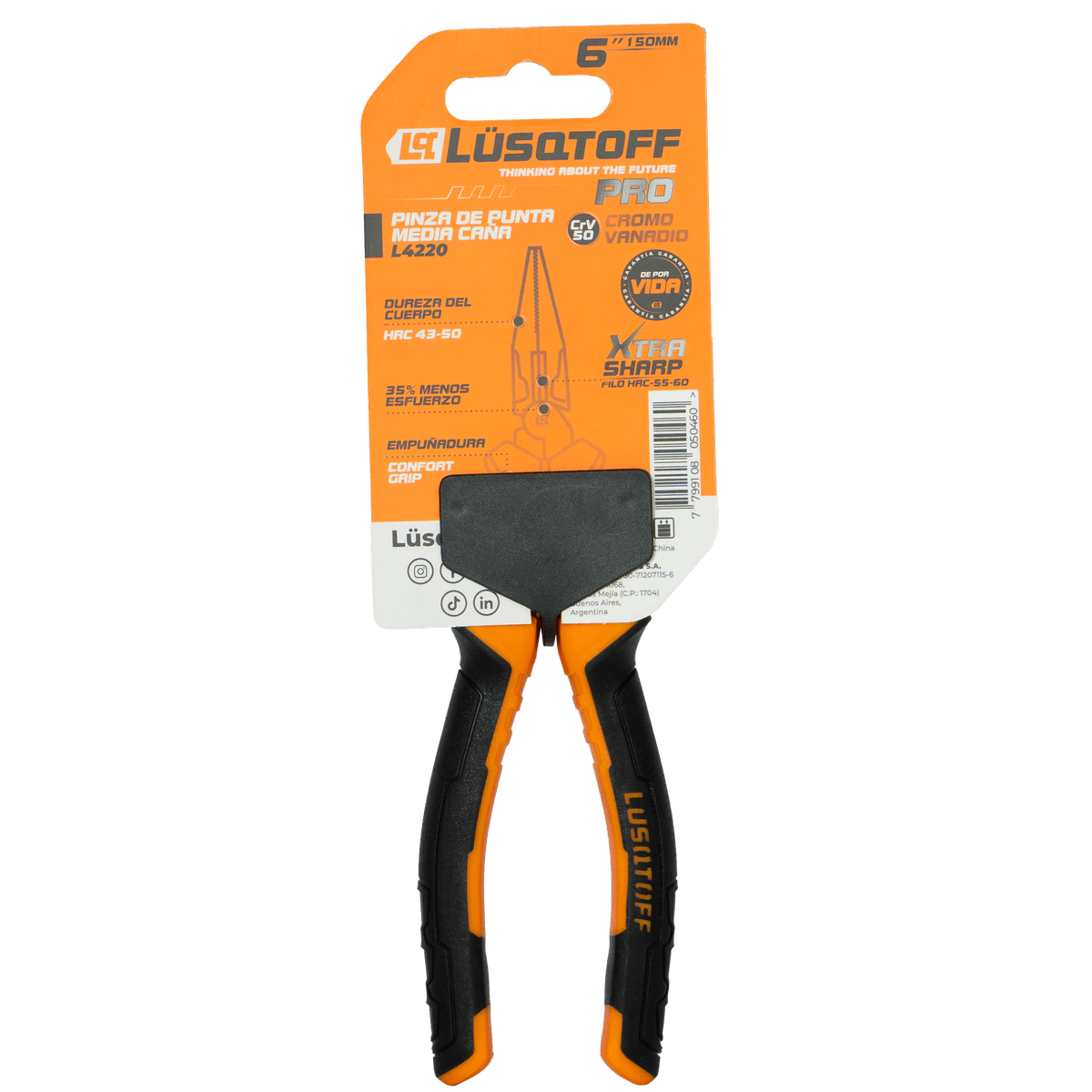 Pinza Punta Media Caña PRO 6" 150mm L4220 - Lusqtoff