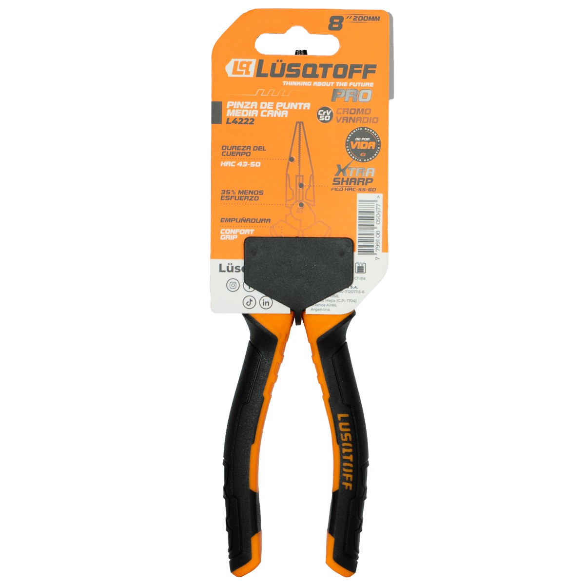 Pinza De Punta Media Caña Pro 8" (200mm) L4222 - Lüsqtoff