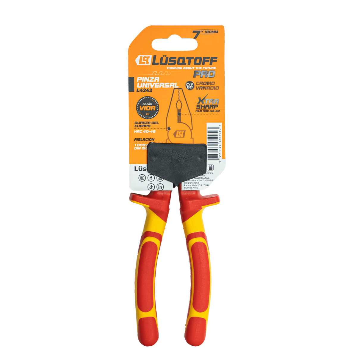 Pinza Universal 7" 180mm Aislación 1000V PRO L4242 - Lusqtoff