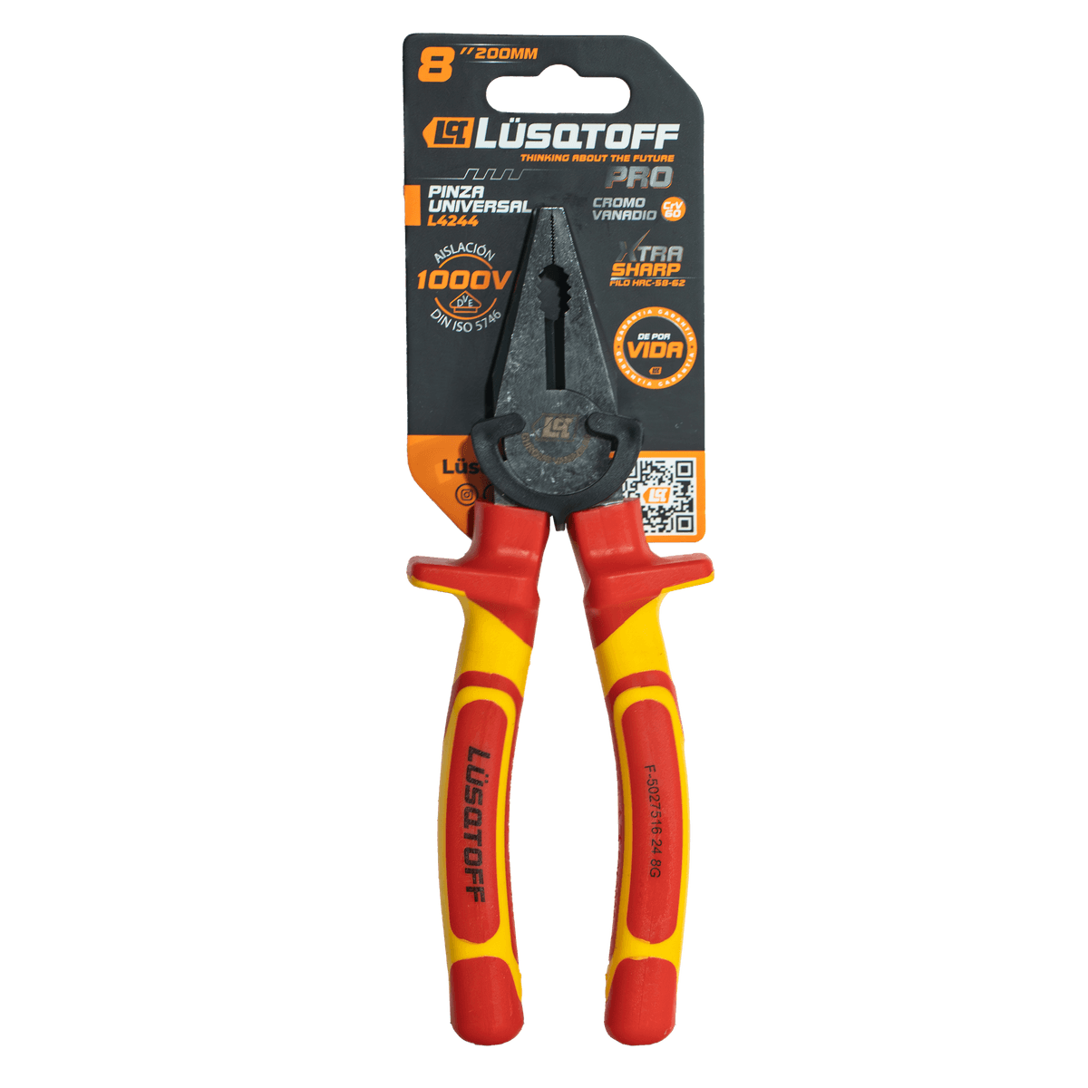 Pinza Universal 8" 200mm Aislación 1000V PRO L4244 - Lusqtoff