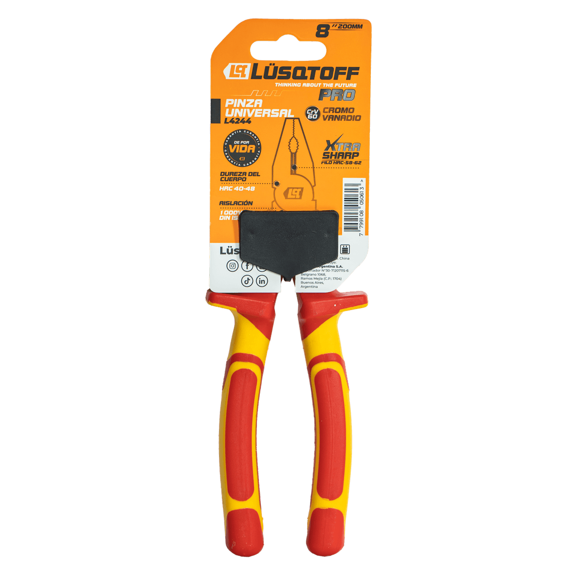 Pinza Universal 8" 200mm Aislación 1000V PRO L4244 - Lusqtoff