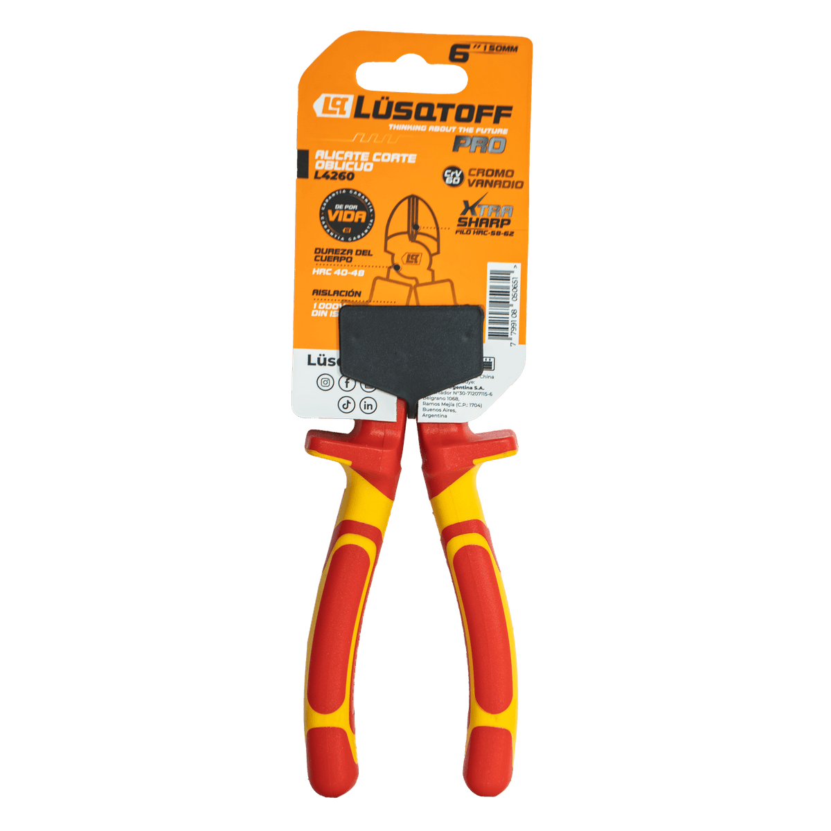 Alicate Corte Oblicuo Aislado 1000V VDE 6" 150mm L4260 - Lusqtoff