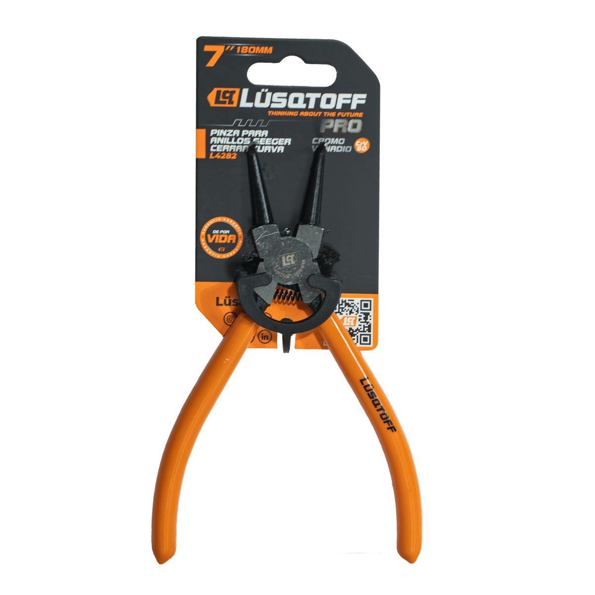Pinza Para Anillo Seeger 7" 180mm Cierre Curva PRO L4282 - Lusqtoff