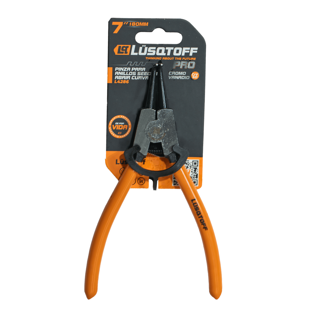 Pinza Para Anillo Seeger 7" 180mm Apertura Curva PRO L4286 - Lusqtoff