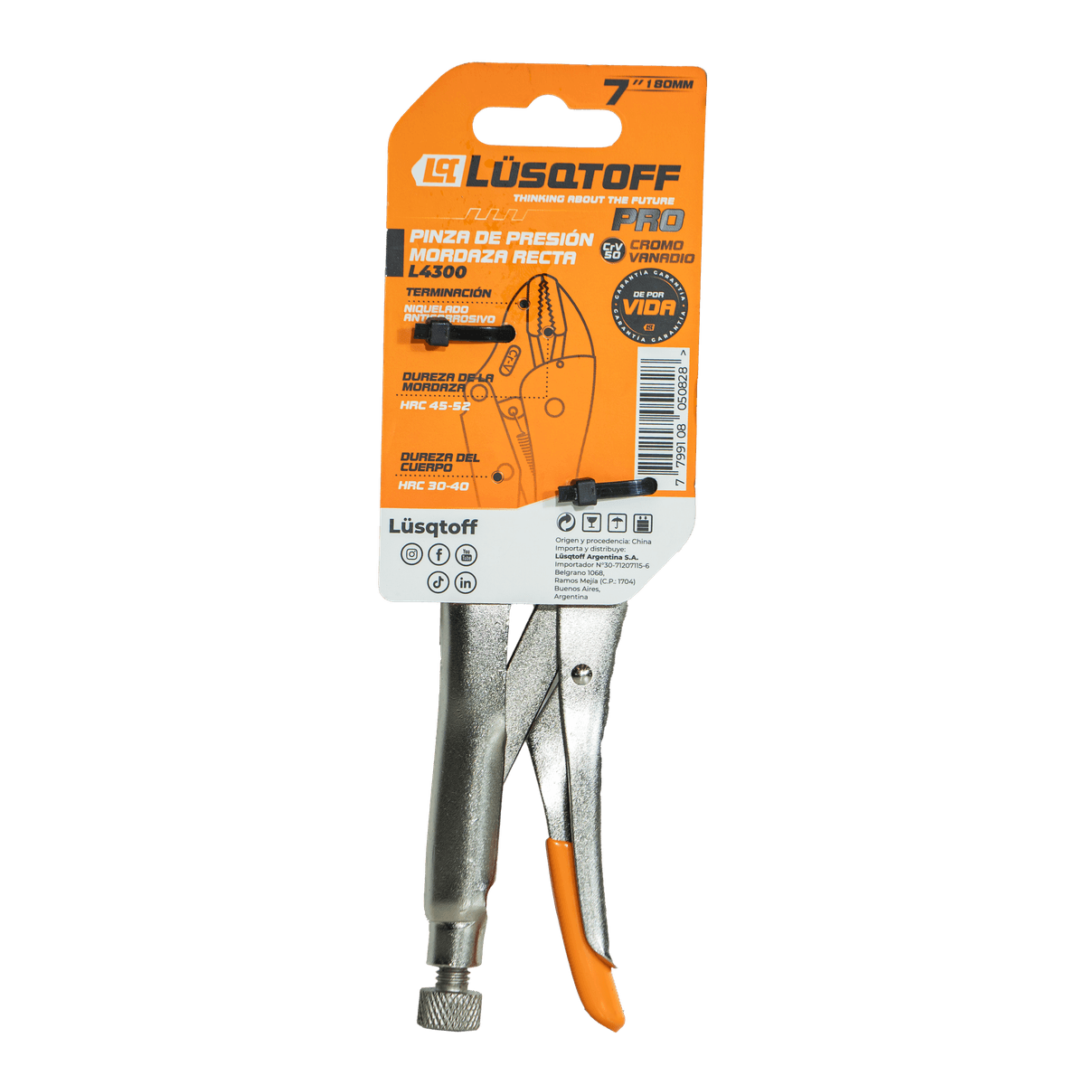 Pinza De Presión Mordaza Recta PRO 7" 180mm L4300 - Lusqtoff