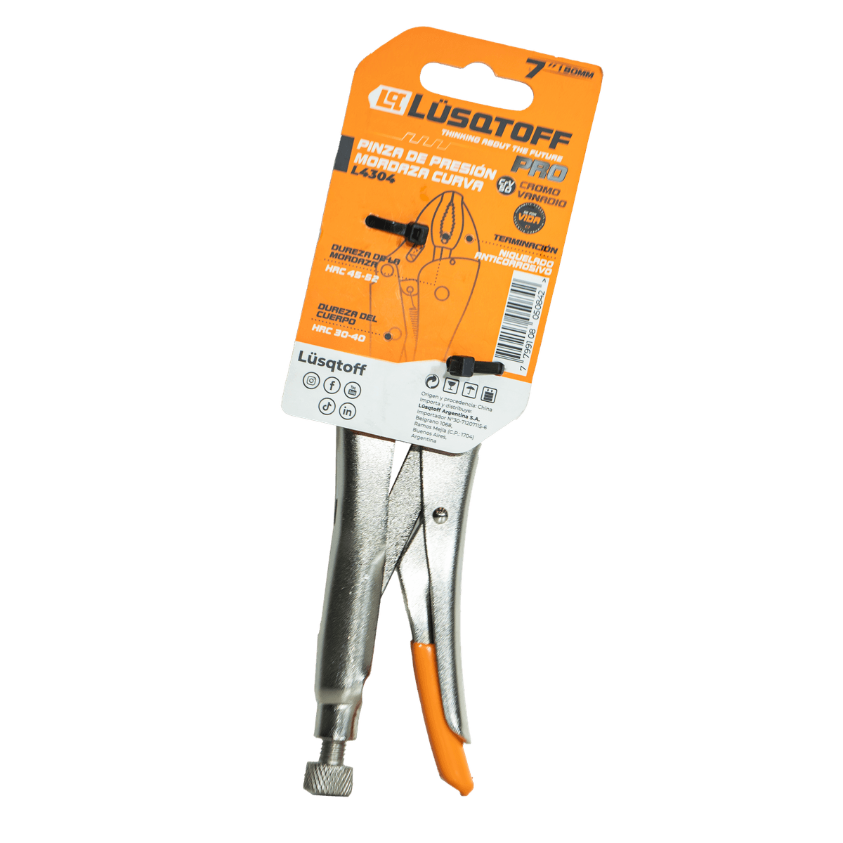 Pinza De Presión Mordaza Curva PRO 7" 180mm L4304 - Lusqtoff