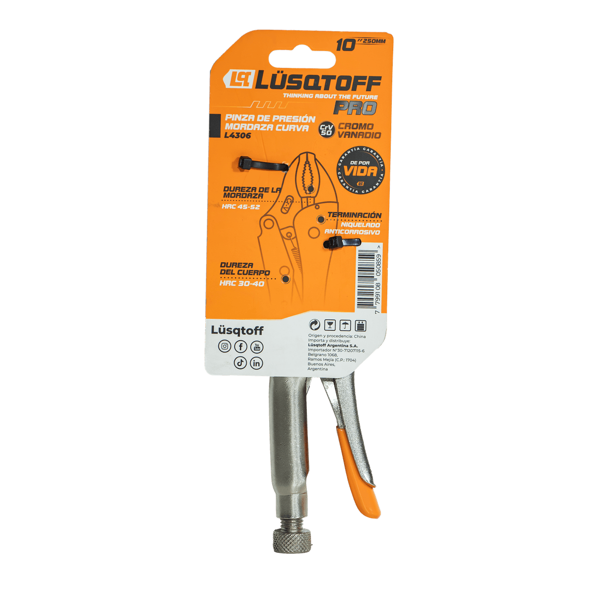 Pinza De Presión Mordaza Curva PRO 10" 250mm L4306 - Lusqtoff