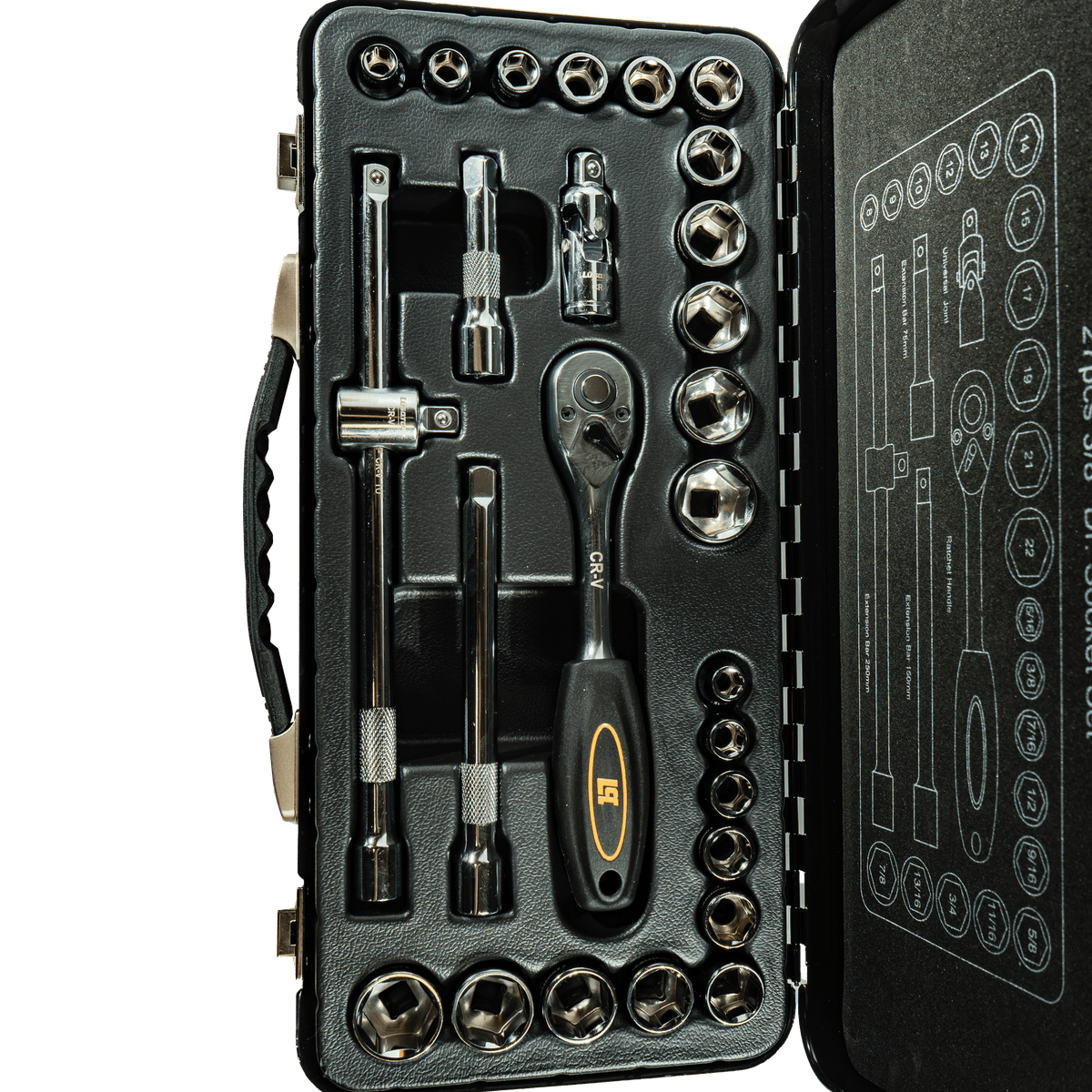 Juego de Bocallaves y Accesorios 27 Piezas Encastre 3/8 L5710 - Lusqtoff