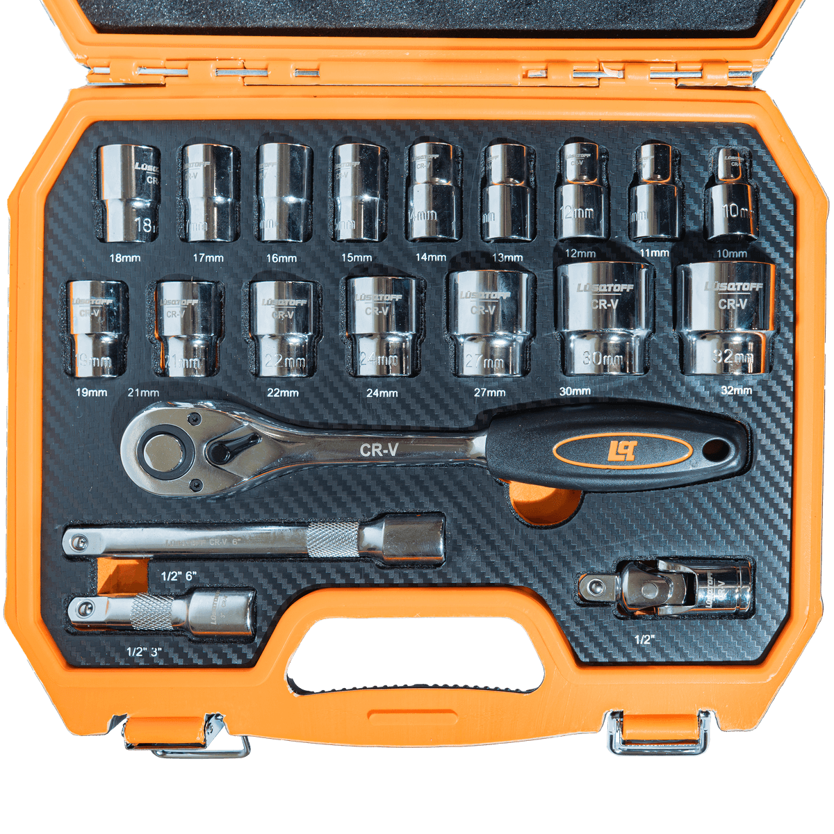 Set Tubos Bocallaves Herramientas 1/2" 10-32mm Maletín 20 Piezas L5721 - Lusqtoff