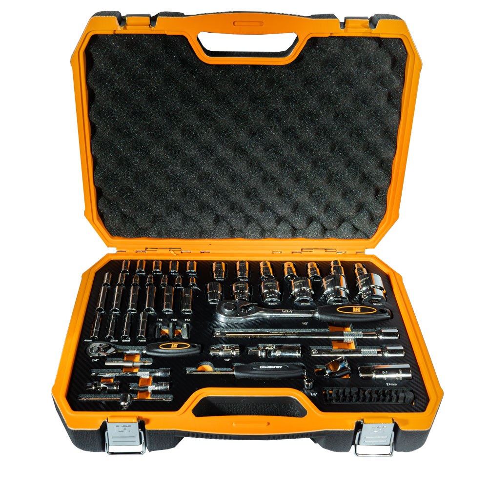 Set Tubos Bocallaves Herramientas 1/4" 1/2" Puntas Saca Bujía Maletín 79 Piezas L5730 - Lusqtoff