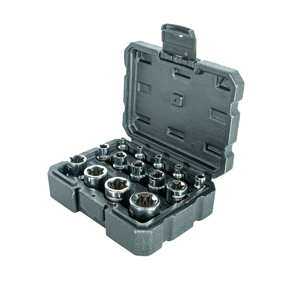 Set Tubos Bocallaves Torx 1/4" 3/8" 1/2" E4-E24 Estuche 14 Piezas L5731 - Lusqtoff