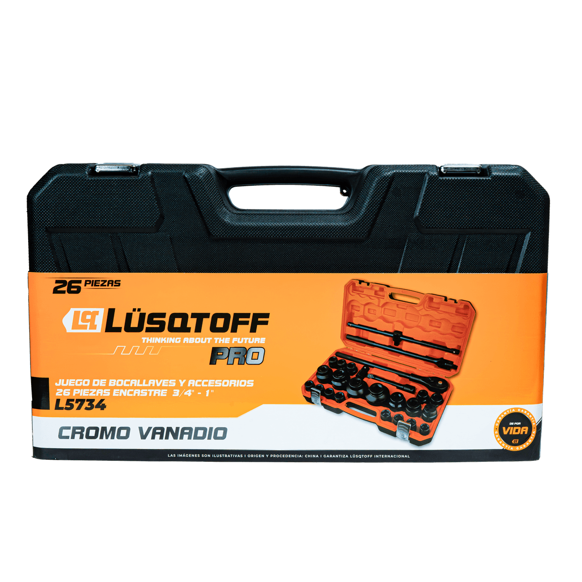 Juego de Bocallaves y Accesorios 26 Piezas Encastre 3/4-1 L5734 - Lusqtoff