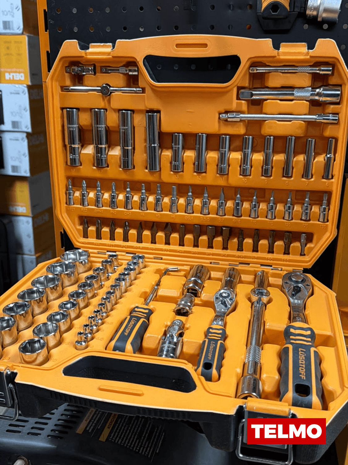 Set Tubos Bocallaves Herramientas 1/4" 1/2" Criques Puntas Extensiones 94 Piezas L5735 - Lusqtoff, foto real
