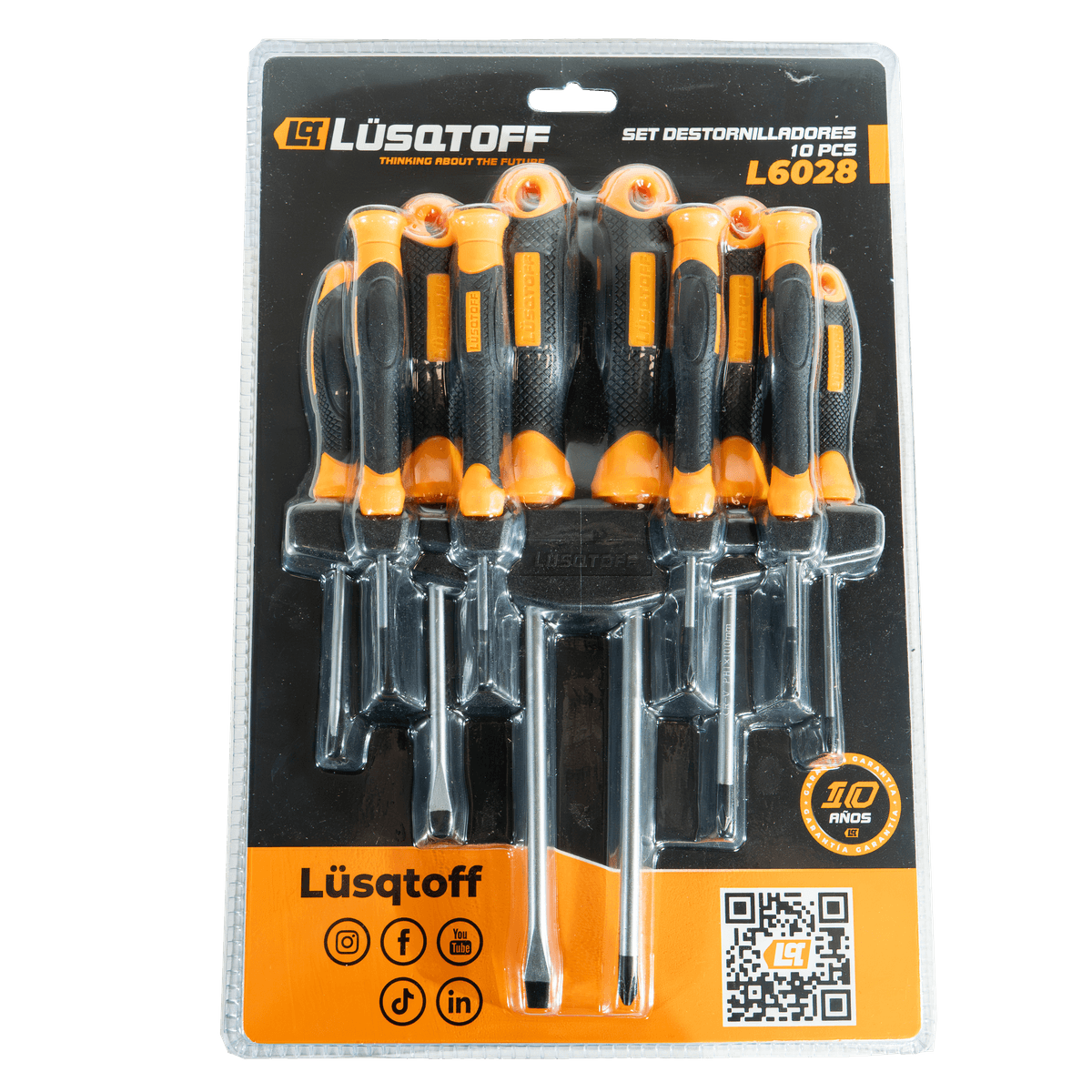 Set Destornilladores Planos Phillips Magnéticos Base 10 Piezas L6028 - Lusqtoff