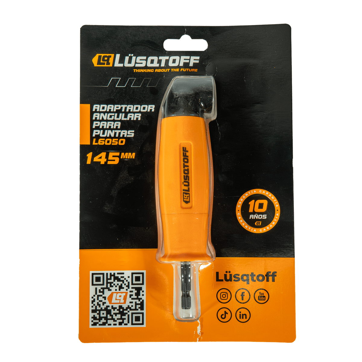 Adaptador Angular 90 Grados Puntas 1/4" 55Nm 145mm L6050 - Lusqtoff
