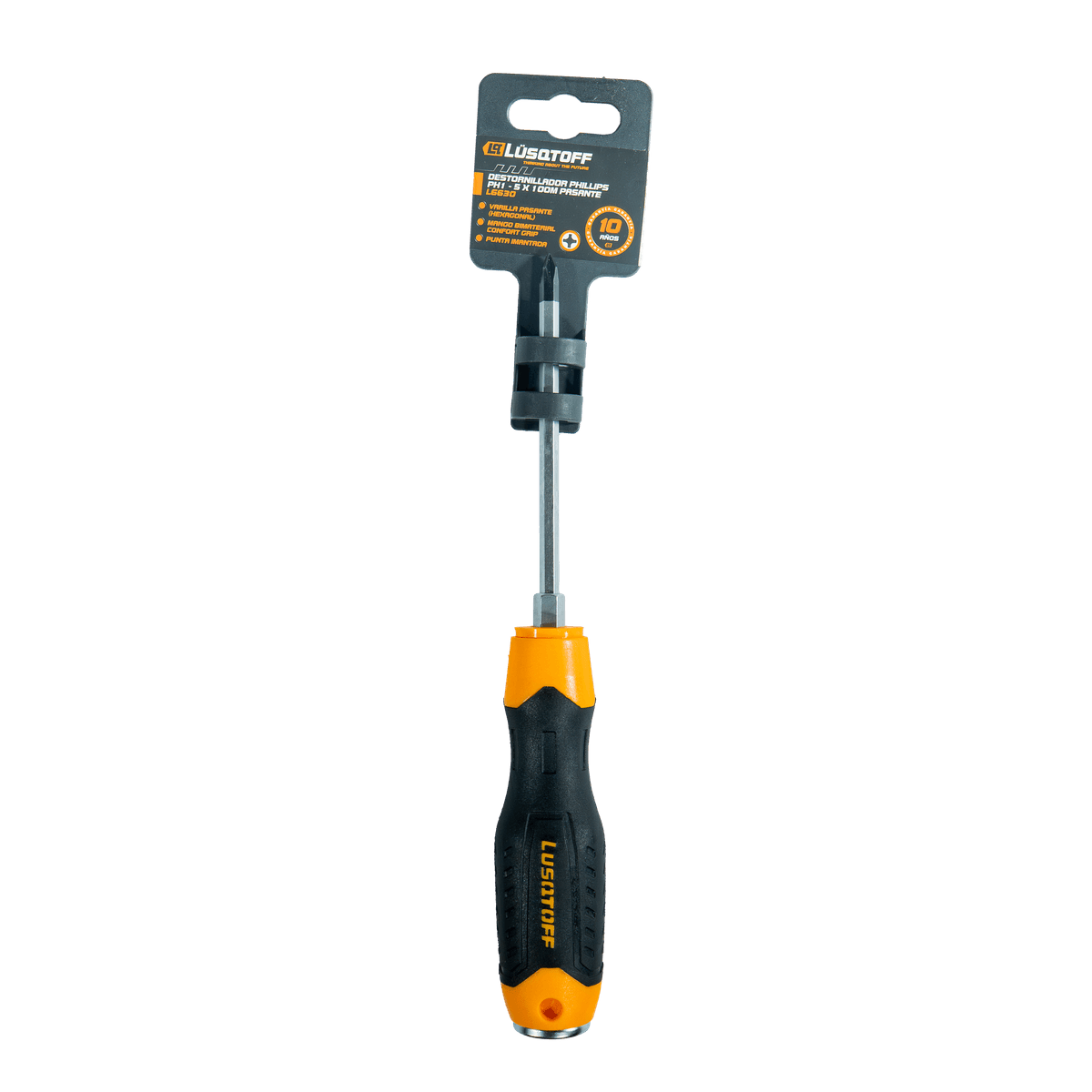 Destornillador Phillips Pasante Imantado 5x100mm Cuerpo Hexagonal L6630 - Lusqtoff