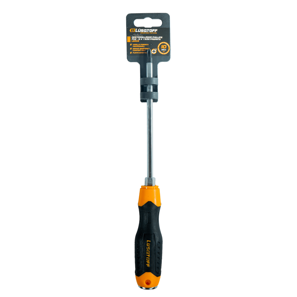 Destornillador Phillips Pasante Imantado 6x150mm Cuerpo Hexagonal L6636 - Lusqtoff