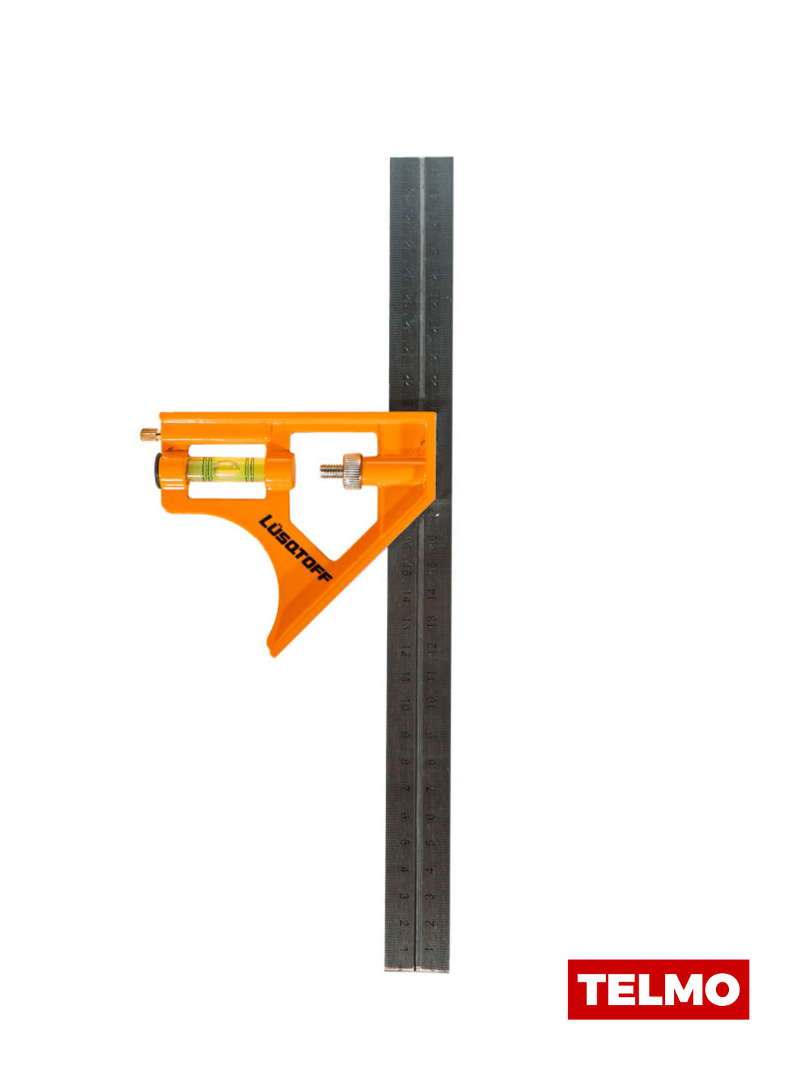 Escuadra Combinada Punzón 12" 300mm 45° 90° Nivel Burbuja Acero Inoxidable L7016 - Lusqtoff, foto real