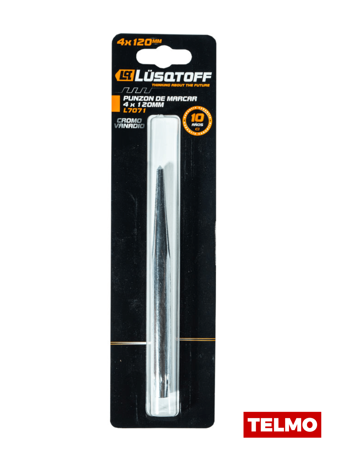 Punzón Marcar 4x120mm Cromo Vanadio Cuerpo Hexagonal L7071 - Lusqtoff, foto real