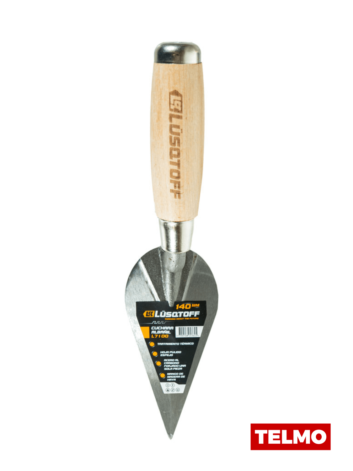 Cuchara Albañil 5,5" 140mm Acero Carbono Forjado Mango Madera L7100 - Lusqtoff, foto real