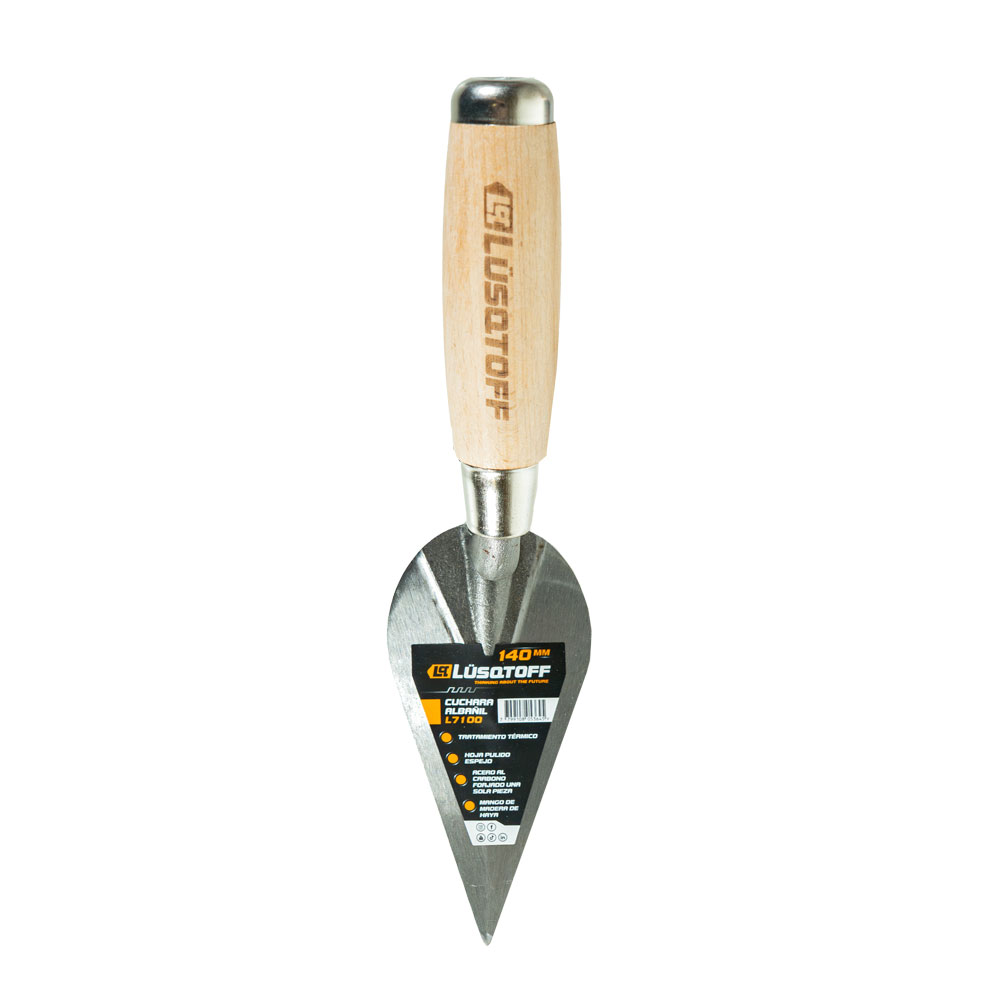 Cuchara Albañil 5,5" 140mm Acero Carbono Forjado Mango Madera L7100 - Lusqtoff