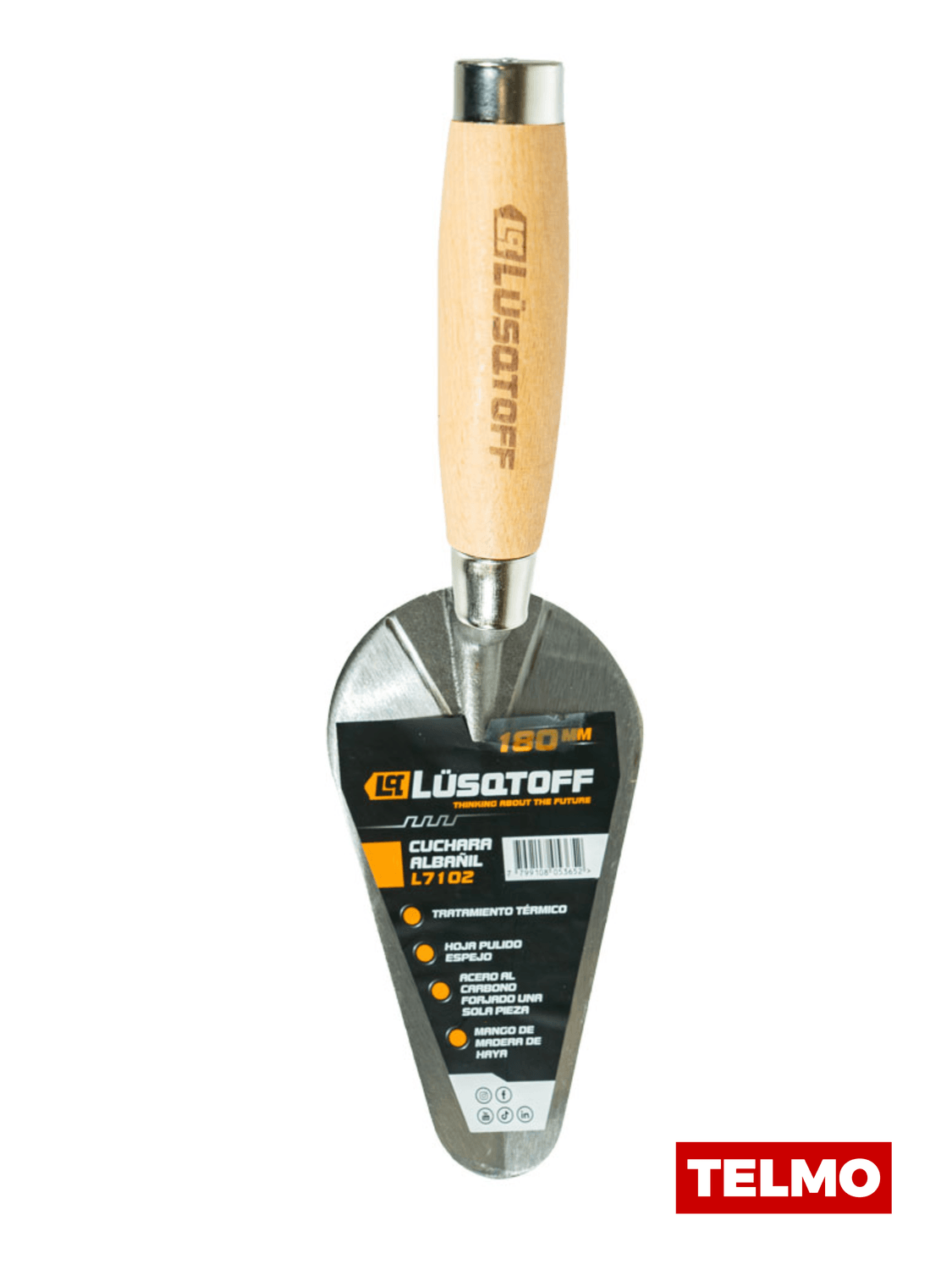 Cuchara Albañil 7" 180mm Acero Carbono Forjado Mango Madera L7102 - Lusqtoff, foto real