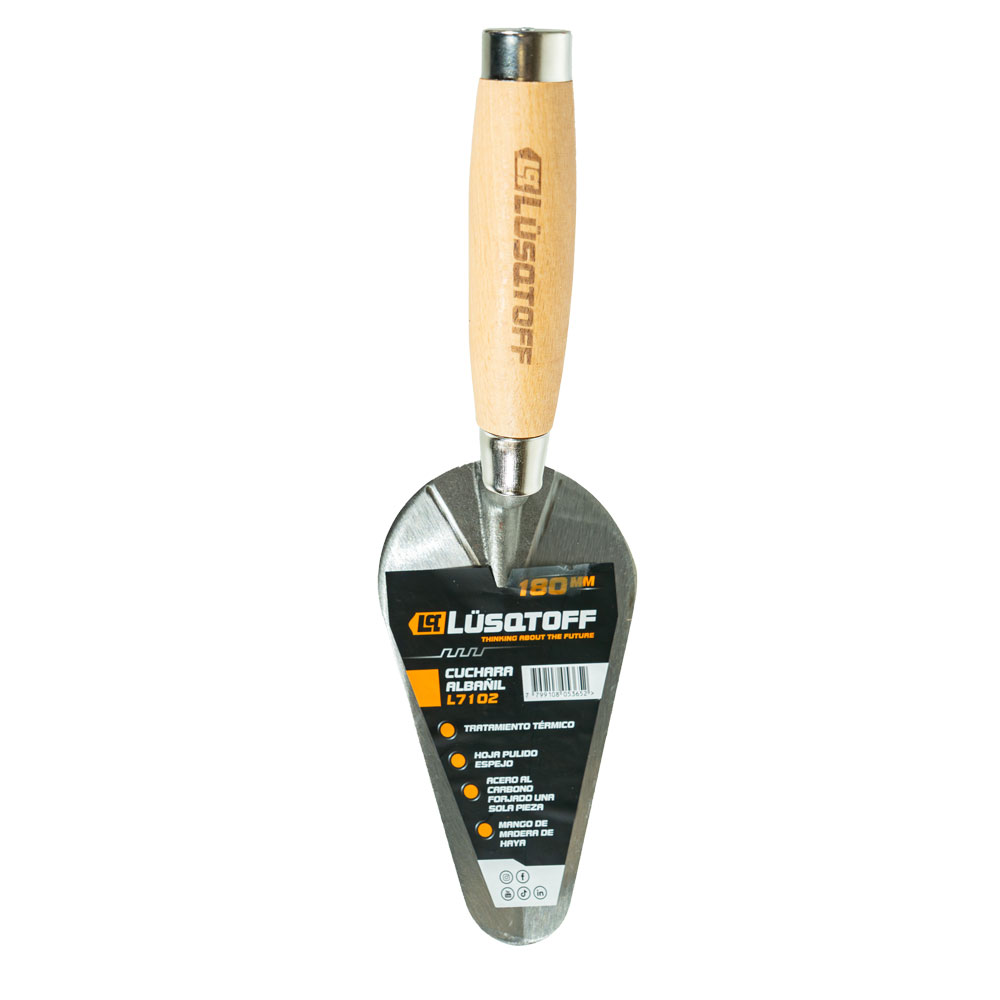 Cuchara Albañil 7" 180mm Acero Carbono Forjado Mango Madera L7102 - Lusqtoff