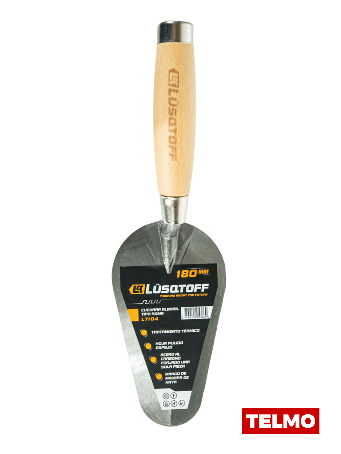 Cuchara Albañil Tipo Roma 7" 180mm Acero Carbono Forjado Mango Madera L7104 - Lusqtoff, foto real
