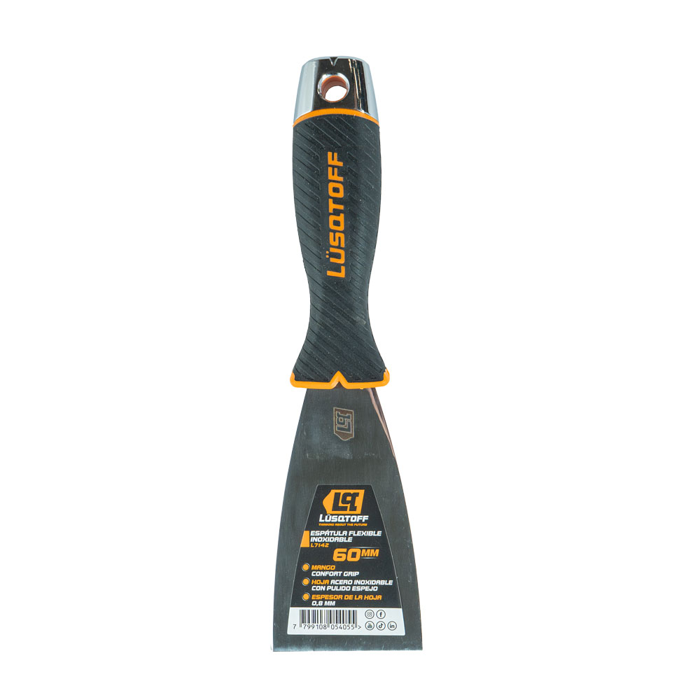 Espátula Flexible 60mm Acero Inoxidable Casquillo Metálico L7142 - Lusqtoff