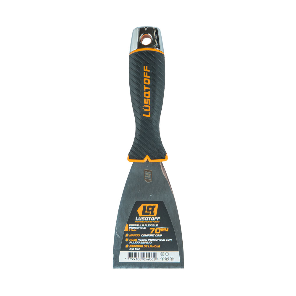 Espátula Flexible 70mm Acero Inoxidable Casquillo Metálico L7144 - Lusqtoff