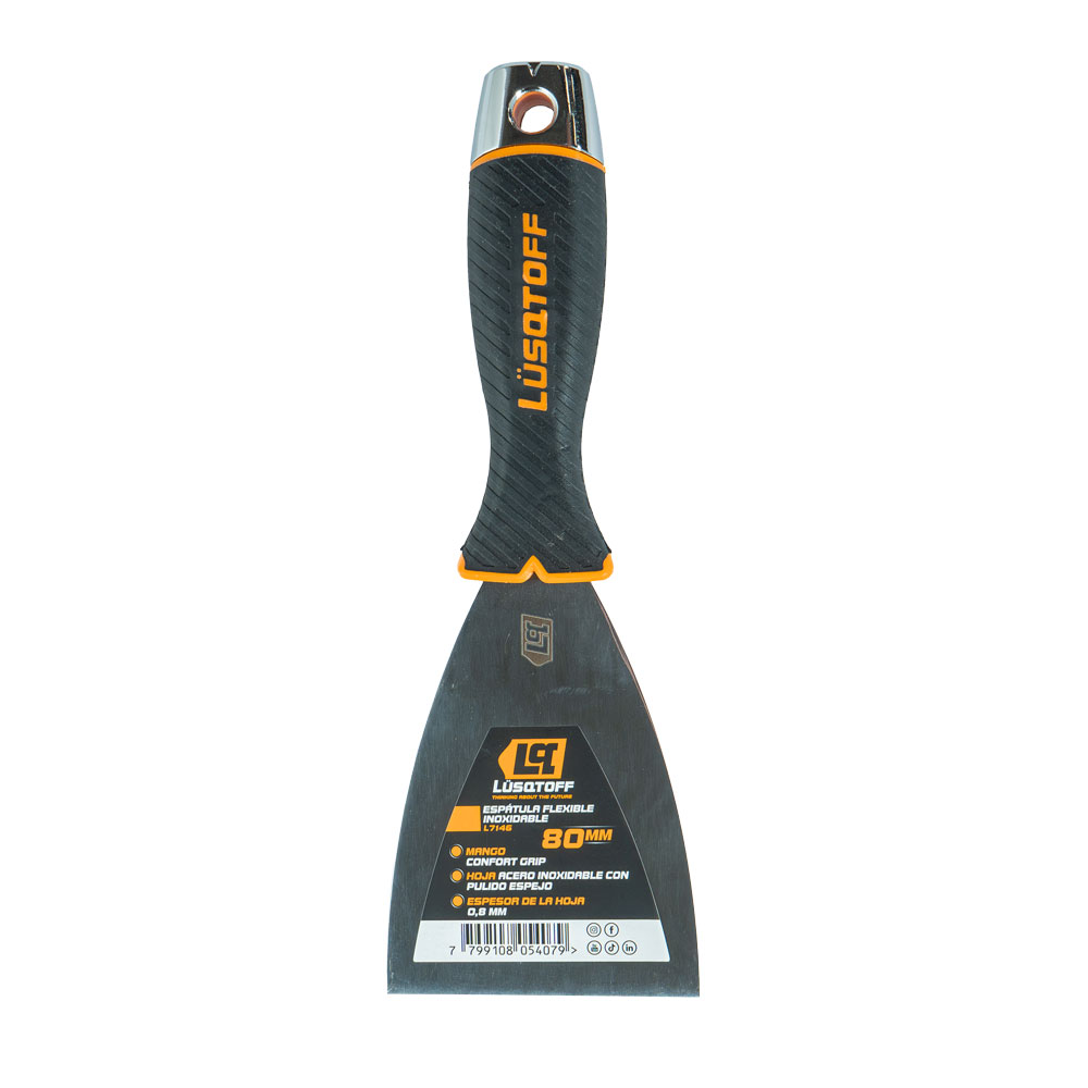 Espátula Flexible 80mm Acero Inoxidable Casquillo Metálico L7146 - Lusqtoff