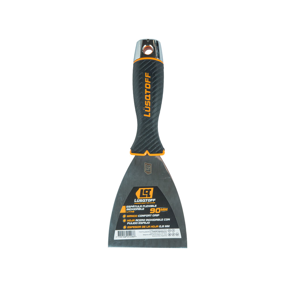 Espátula Flexible 90mm Acero Inoxidable Casquillo Metálico L7148 - Lusqtoff