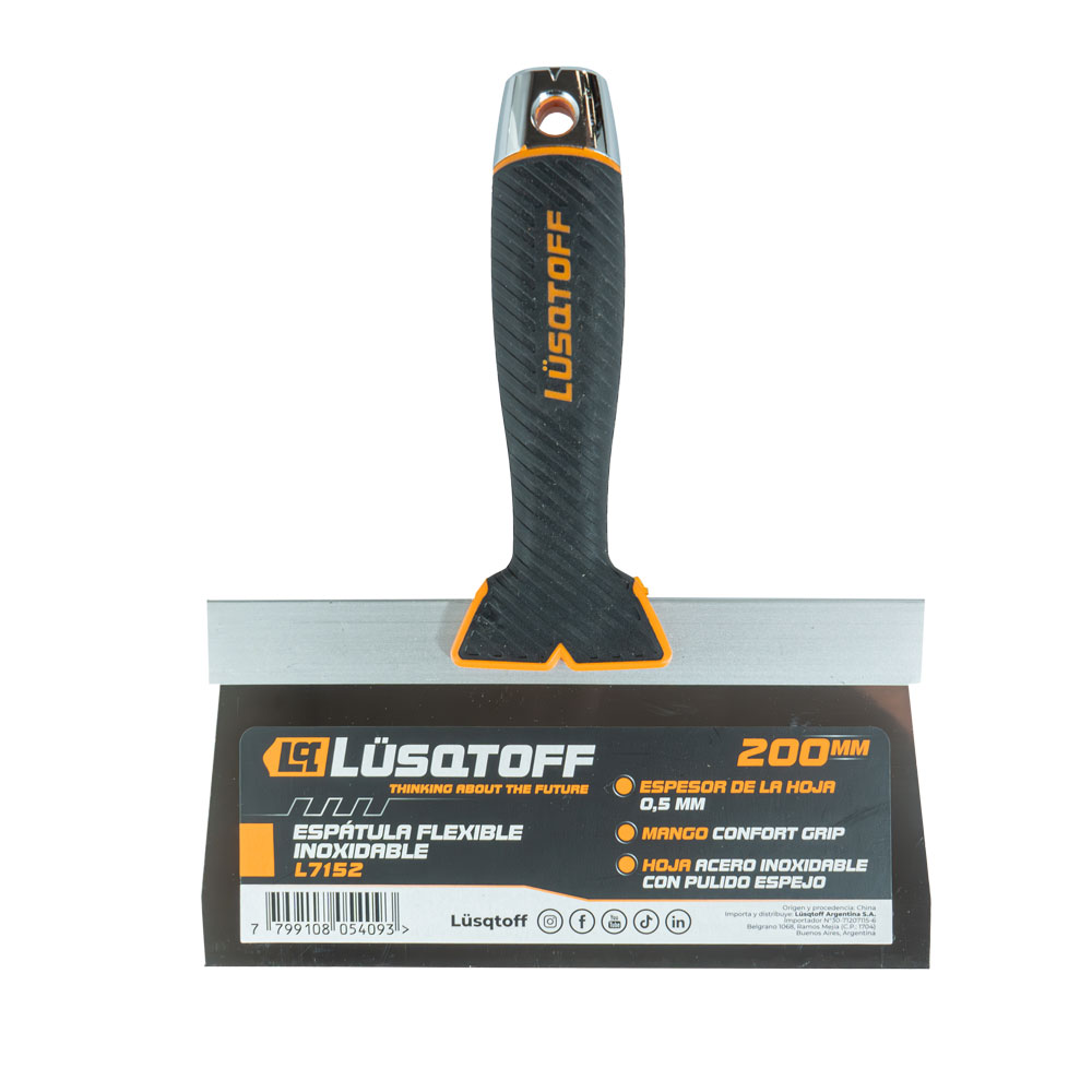 Espátula Flexible 200mm Acero Inoxidable Casquillo Metálico L7152 - Lusqtoff