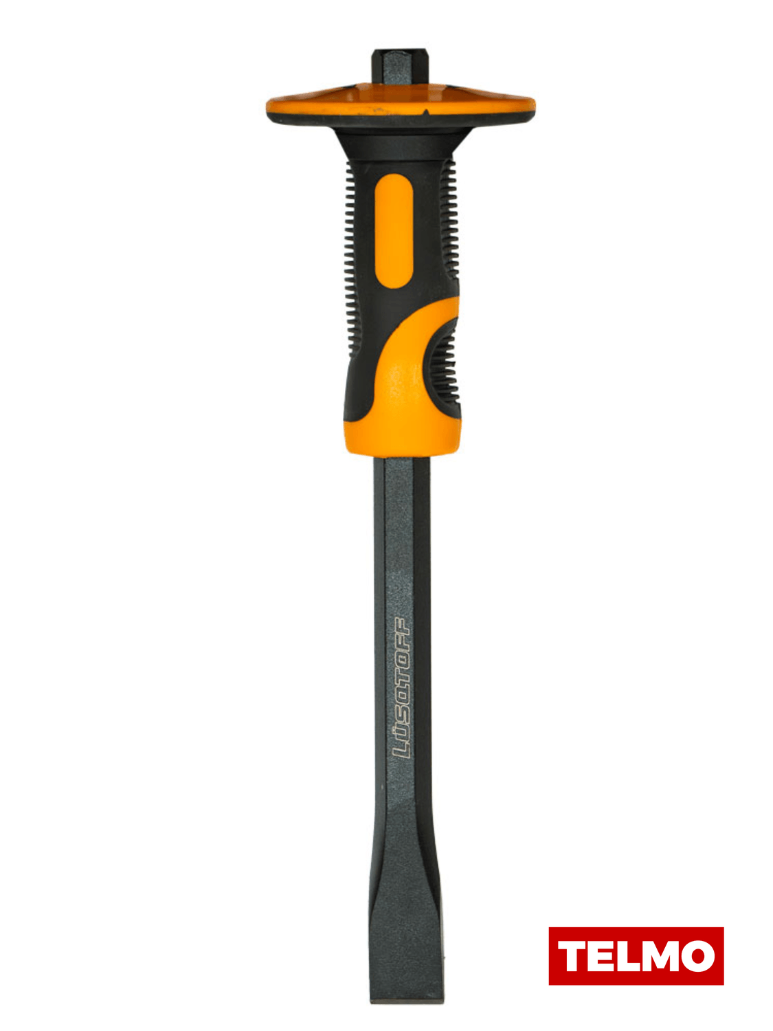 Cincel Plano 23mm 300mm Acero 45# Carbono Mango Bimaterial Tope L7162 - Lusqtoff, foto real