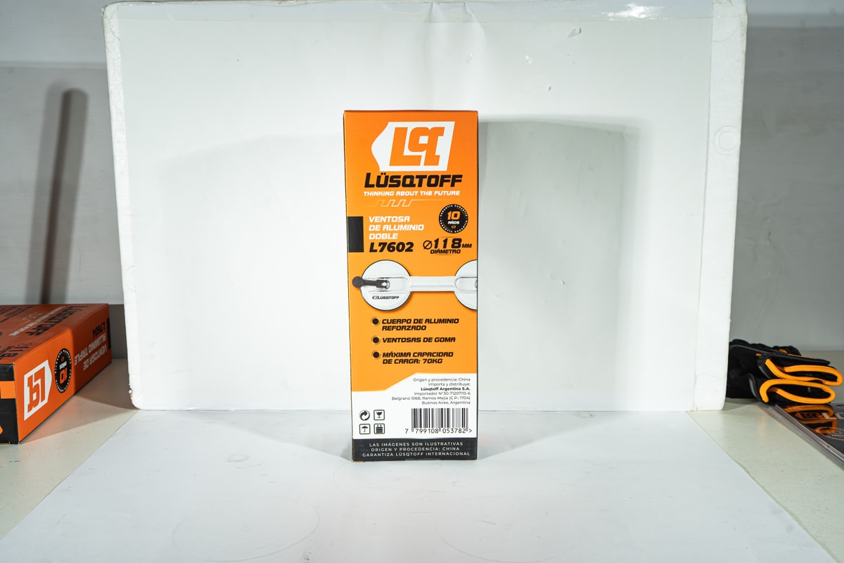 Ventosa Doble Aluminio Vidrio Porcelanato 70Kg 120mm L7602 - Lusqtoff