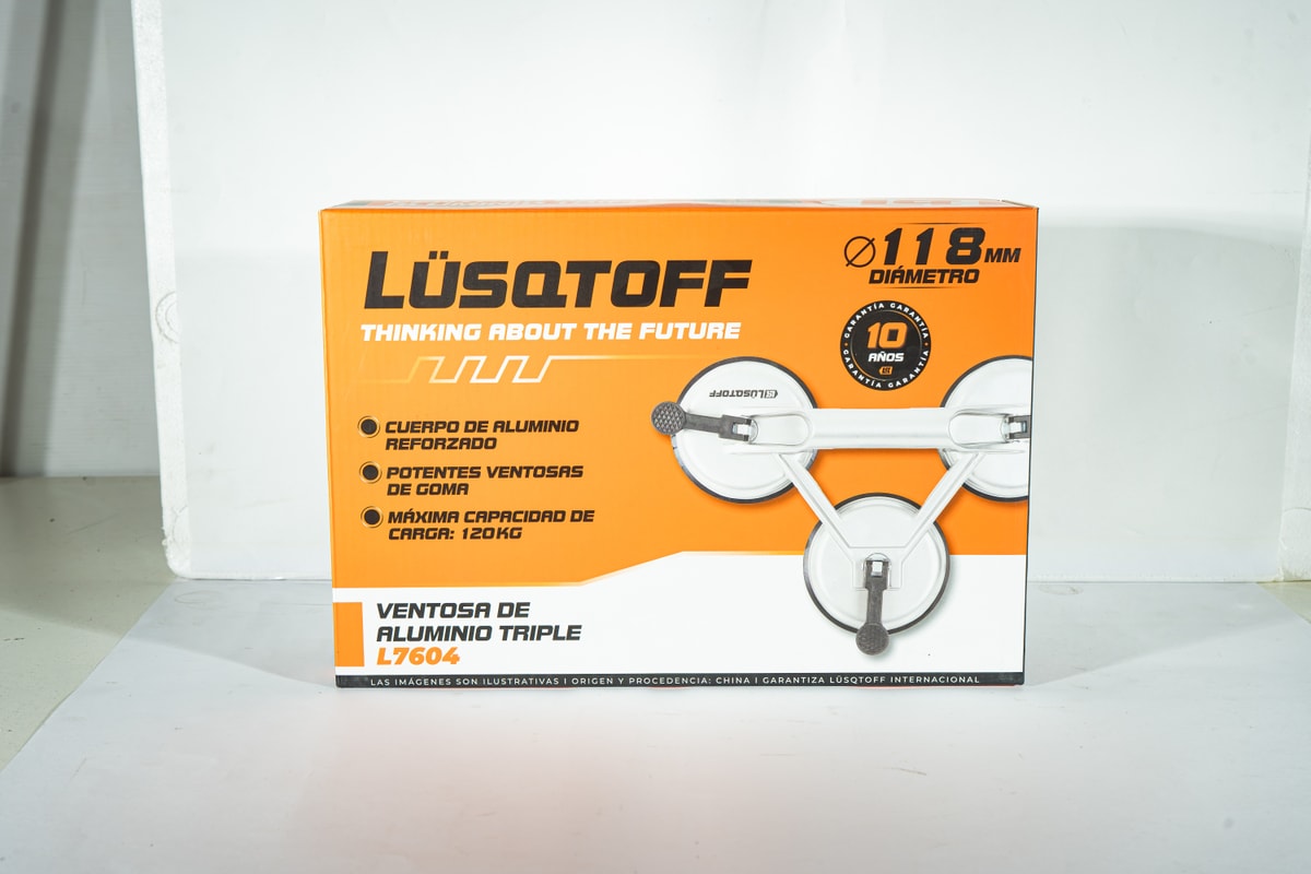 Ventosa Triple Aluminio Vidrio Porcelanato 120Kg 120mm L7604 - Lusqtoff