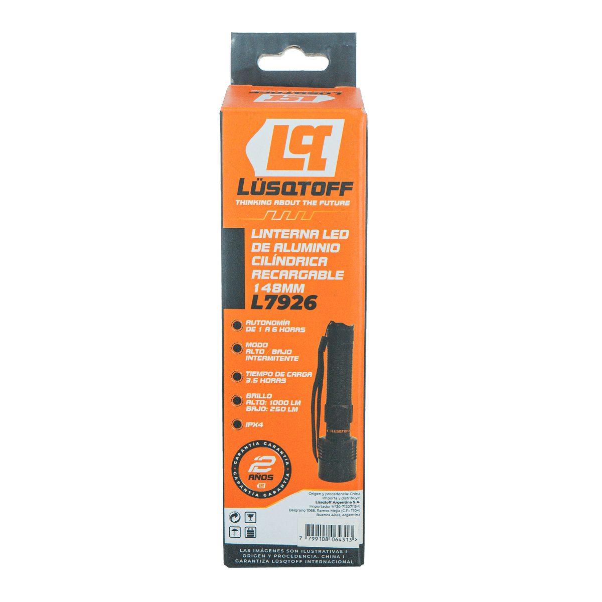 Linterna LED Aluminio 1000 Lúmenes 148mm L7926 - Lusqtoff